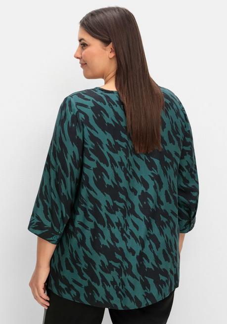 sheego Tunika mit 3/4-Ärmeln und Alloverprint - schwarz gemustert sheego Tägliche Deals