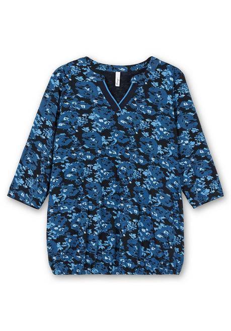sheego 3/4-Arm-Shirt mit floralem Alloverdruck - tiefblau gemustert sheego Tiefpreis