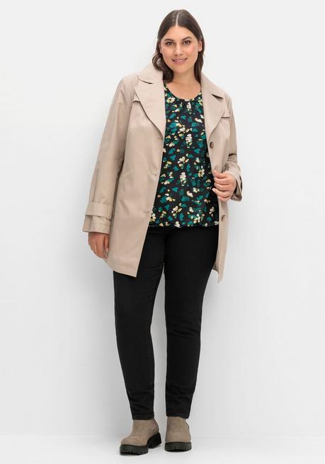 sheego 3/4-Arm-Shirt mit floralem Alloverdruck - schwarz gemustert sheego Wochenangebot