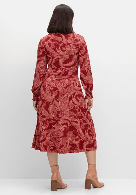 sheego by Joe Browns Jerseykleid mit Paisleydruck und Blusenkragen - weinrot gemustert sheego Kostenlose Rückgabe