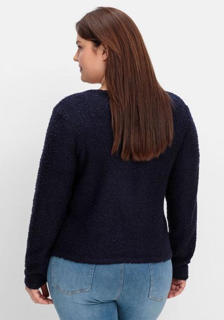 sheego Kurze Strickjacke aus weichem Bouclé - tiefblau sheego Begrenzte Freigabe