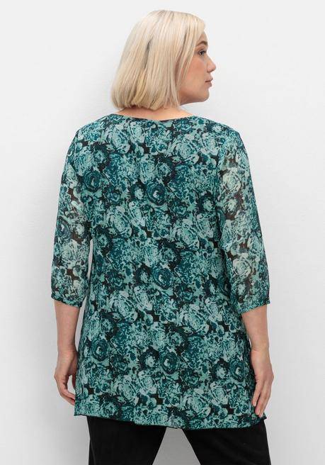sheego Lange Tunika aus bedrucktem Chiffon, gefüttert - jade gemustert sheego Letzter Tag