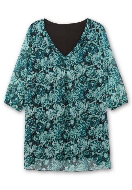 sheego Lange Tunika aus bedrucktem Chiffon, gefüttert - jade gemustert sheego Letzter Tag