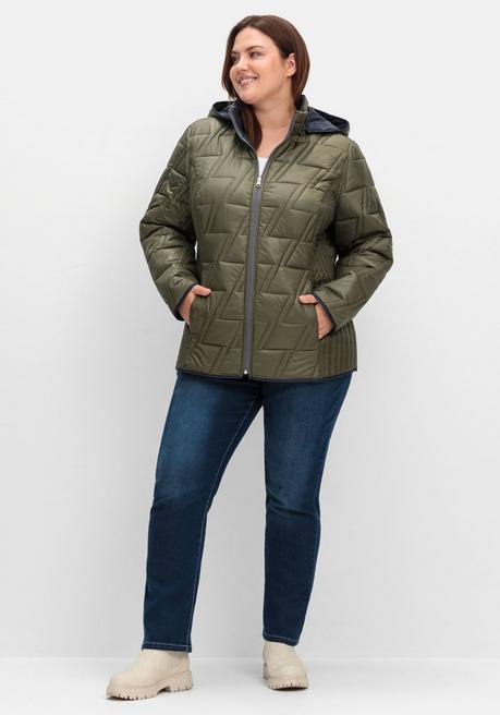 sheego Wendesteppjacke mit Kapuze und Stehkragen - khaki sheego Bis zu 50% Rabatt