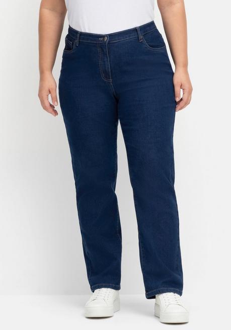 sheego Gerade Jeans mit seitlichem Stretchbund - dark blue Denim sheego Bis zu 65% Rabatt