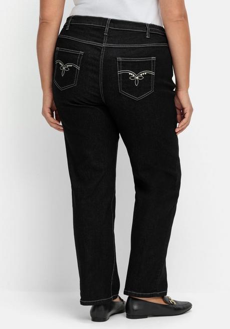 sheego Gerade Jeans mit seitlichem Stretchbund - black Denim sheego Nur für heute