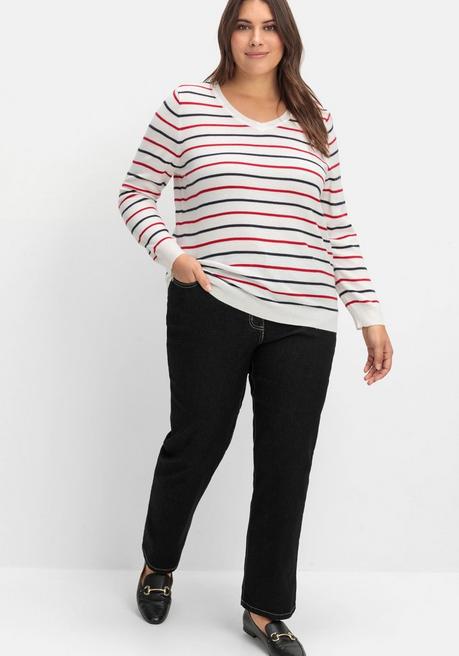 sheego Gerade Jeans mit seitlichem Stretchbund - black Denim sheego Nur für heute