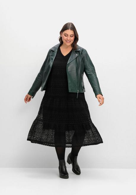 sheego Stufenkleid aus Spitze, mit blickdichtem Futter - schwarz sheego Vierteljährliche Förderung