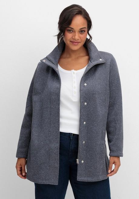 sheego Jacke aus meliertem Strickfleece - taubenblau sheego Clearance-Verkauf