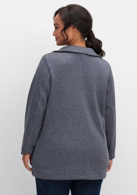 sheego Jacke aus meliertem Strickfleece - taubenblau sheego Clearance-Verkauf