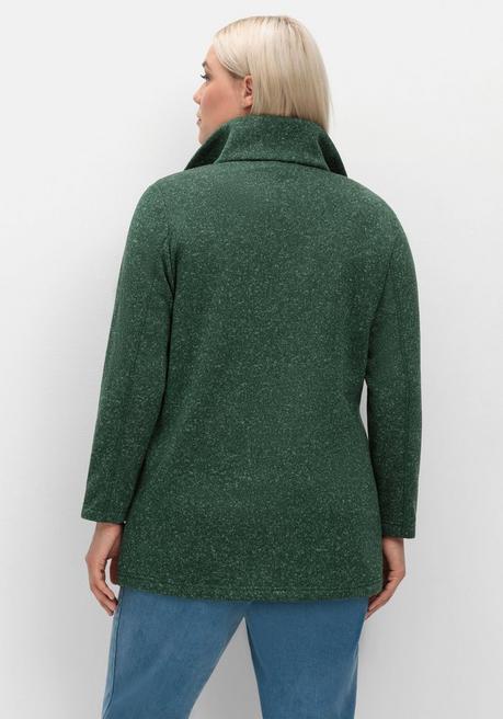 sheego Jacke aus meliertem Strickfleece - moosgrün sheego Kostenloser Versand international