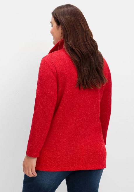 sheego Jacke aus meliertem Strickfleece - rot sheego Fabrikladen