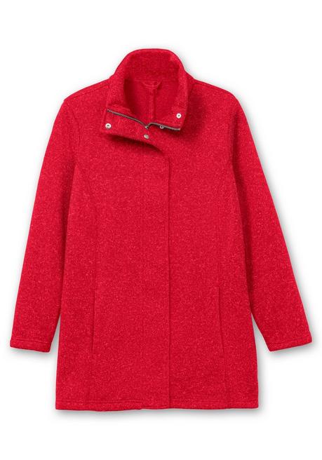 sheego Jacke aus meliertem Strickfleece - rot sheego Fabrikladen