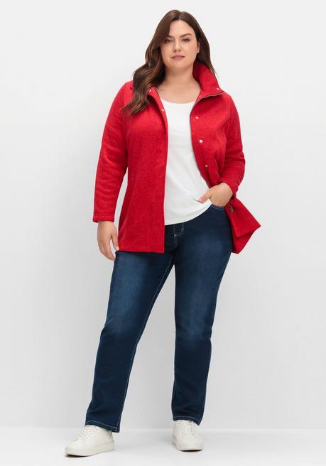 sheego Jacke aus meliertem Strickfleece - rot sheego Fabrikladen