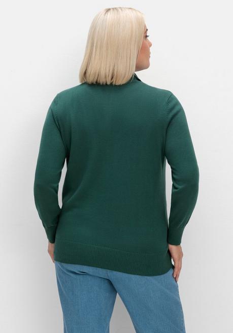 sheego Pullover mit Troyerkragen und Reißverschluss - tannengrün sheego Begrenzt auf 3 Tage