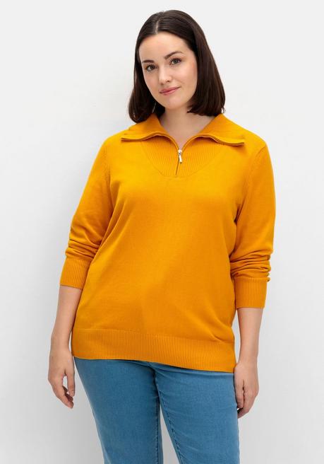 sheego Pullover mit Troyerkragen und Reißverschluss - ocker sheego Black Friday Preise