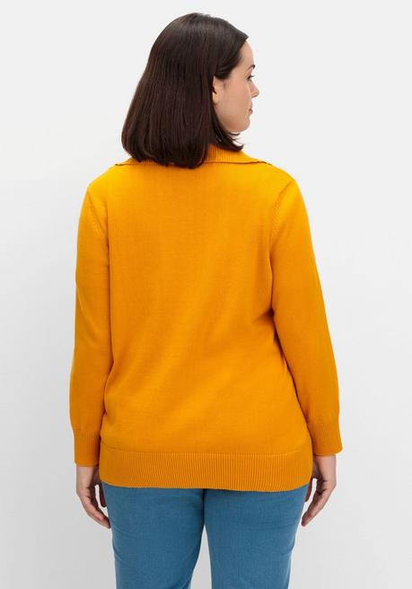 sheego Pullover mit Troyerkragen und Reißverschluss - ocker sheego Black Friday Preise