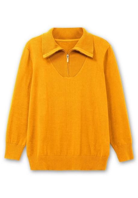 sheego Pullover mit Troyerkragen und Reißverschluss - ocker sheego Black Friday Preise