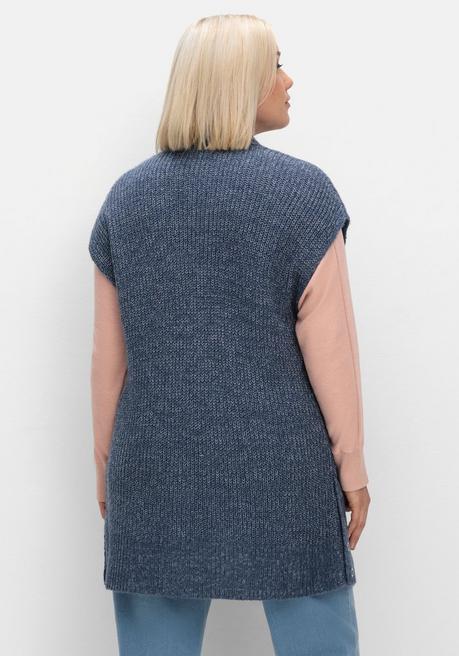 sheego Strickweste in offener Form und melierter Optik - rauchblau sheego zollfrei