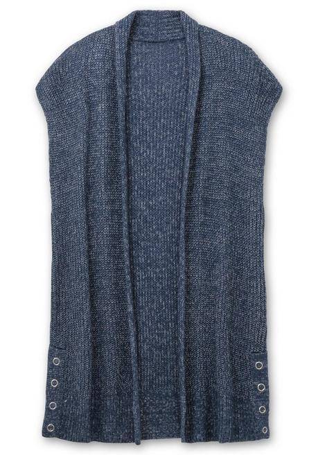 sheego Strickweste in offener Form und melierter Optik - rauchblau sheego zollfrei