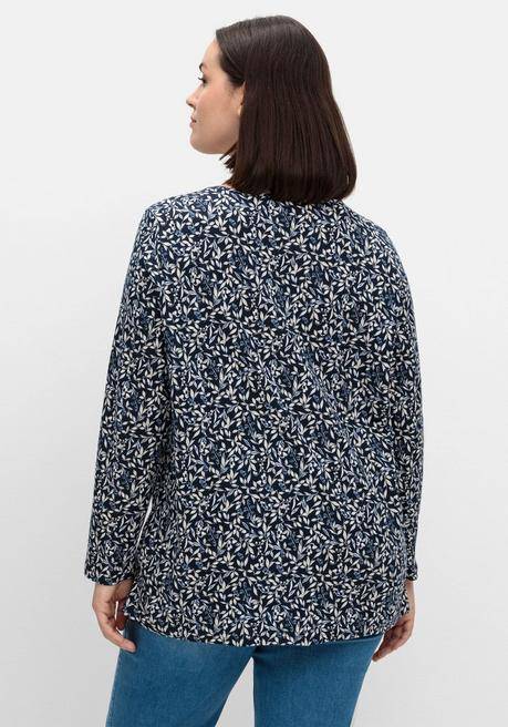 sheego Langarmshirt aus Jersey mit Minimalprint - marine gemustert sheego Verkauf