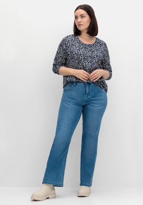 sheego Langarmshirt aus Jersey mit Minimalprint - marine gemustert sheego Verkauf