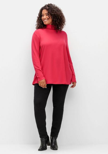 sheego Langarmshirt mit Rollkragen, in A-Linie - magenta sheego Angebote