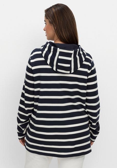 sheego Gestreiftes Langarmshirt mit Kapuze - nachtblau gestreift sheego Hotsell
