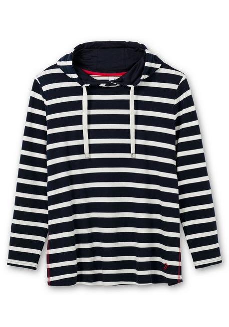 sheego Gestreiftes Langarmshirt mit Kapuze - nachtblau gestreift sheego Hotsell