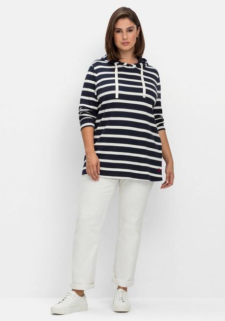 sheego Gestreiftes Langarmshirt mit Kapuze - nachtblau gestreift sheego Hotsell