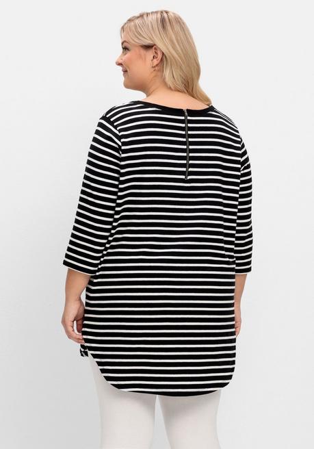 sheego Longshirt in Oversized-Form mit Streifen - schwarz-weiß sheego Schlussverkauf