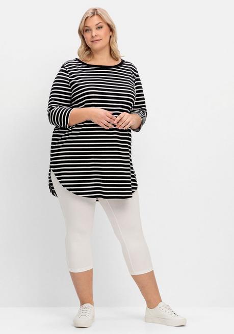 sheego Longshirt in Oversized-Form mit Streifen - schwarz-weiß sheego Schlussverkauf