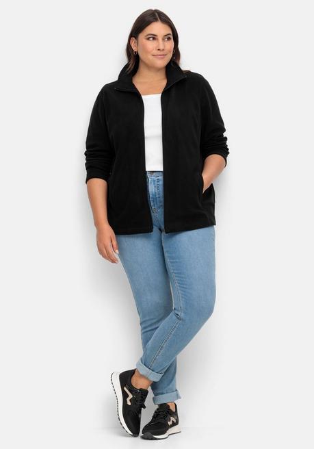 sheego Kuschelige Fleecejacke mit Reißverschluss - schwarz sheego Günstiger Verkauf