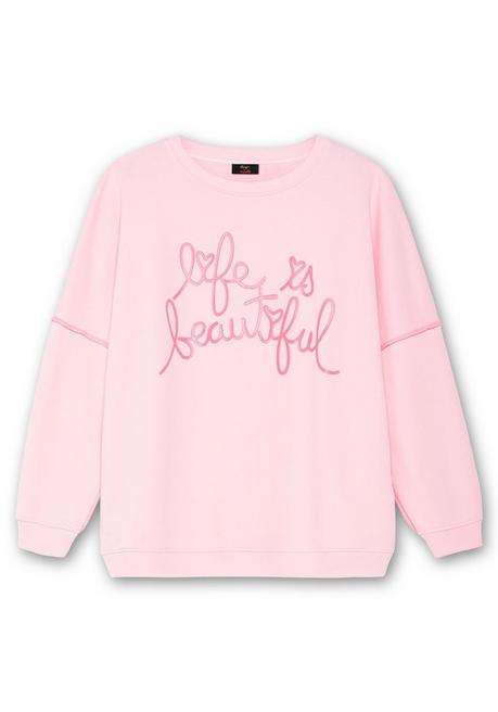 sheego loves miss goodlife Sweatshirt mit Frontprint und Rundhalsausschnitt - pastellflieder bedruckt sheego Fabrikpreis