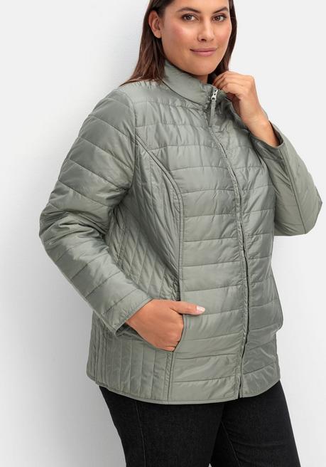 sheego Leicht wattierte Steppjacke mit Stehkragen - hellgrau sheego Versandkostenfrei