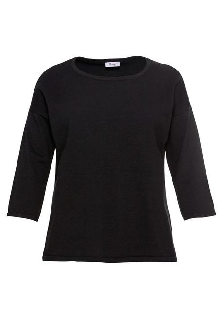 sheego Pullover mit 7/8-Trompetenärmeln, aus Flammgarn - schwarz sheego Großer Ausverkauf