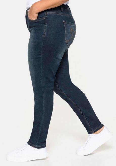 sheego Skinny Power-Stretch-Jeans in 5-Pocket-Form - dark blue Denim sheego Flash Sale