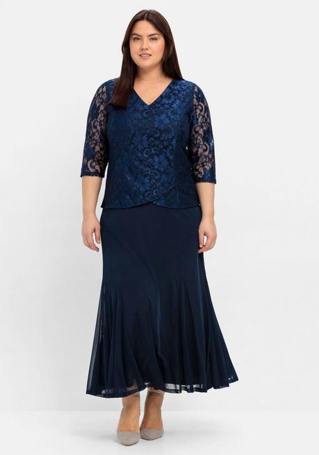 sheego Abendkleid mit floraler Spitze - marine sheego Exklusivangebot