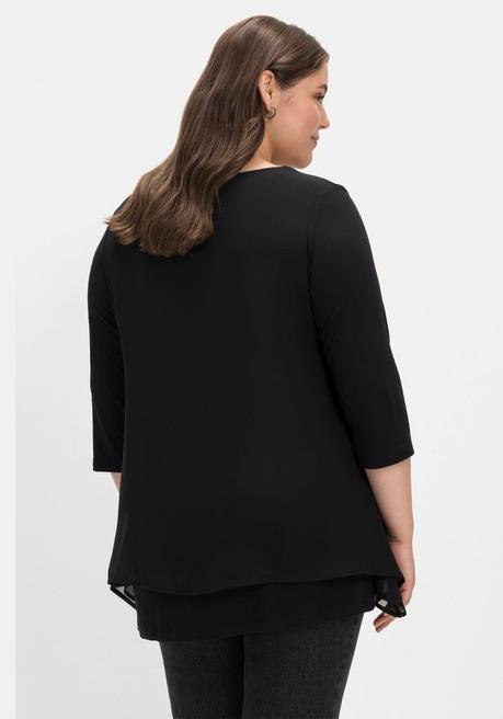 sheego Blusenshirt mit Chiffon, doppellagig - schwarz sheego Black Friday