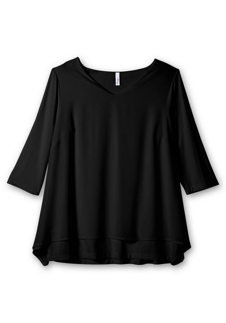 sheego Blusenshirt mit Chiffon, doppellagig - schwarz sheego Black Friday