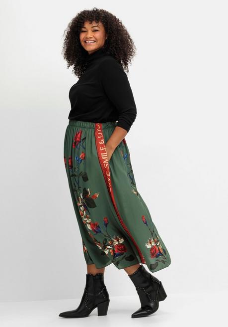 sheego loves miss goodlife Maxirock mit floralem Print, aus Viskose-Satin - grün bedruckt sheego Cyber Monday