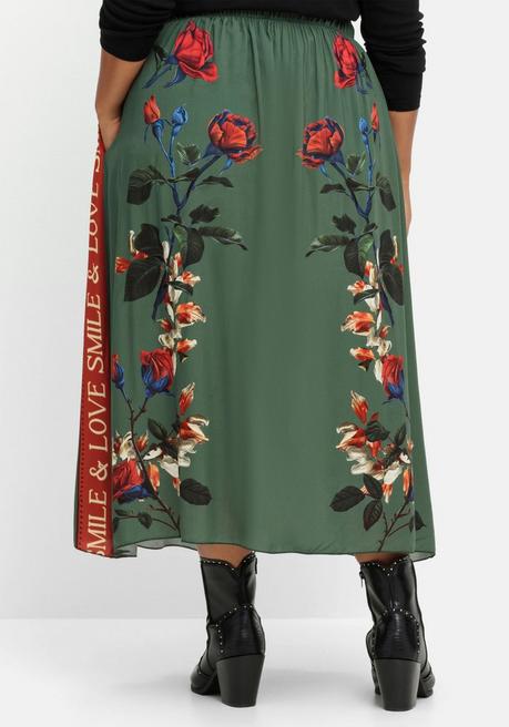 sheego loves miss goodlife Maxirock mit floralem Print, aus Viskose-Satin - grün bedruckt sheego Cyber Monday