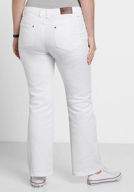 sheego Bootcut-Jeans in 5-Pocket-Form, mit Used-Effekten - white Denim sheego Osterangebot