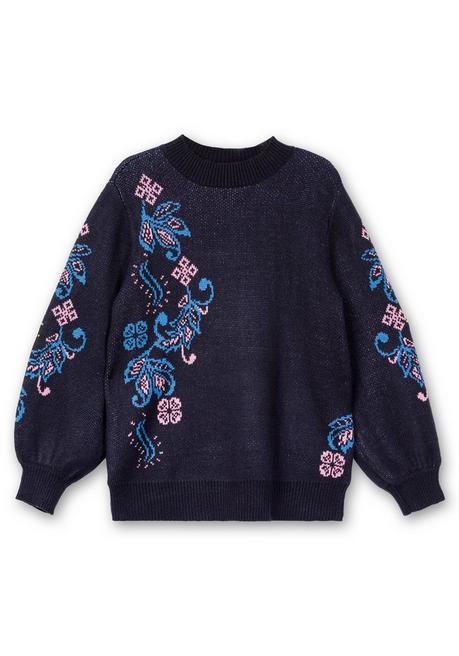 sheego by Joe Browns Pullover mit floralem Jacquardmuster - blau sheego Vatertagsangebot