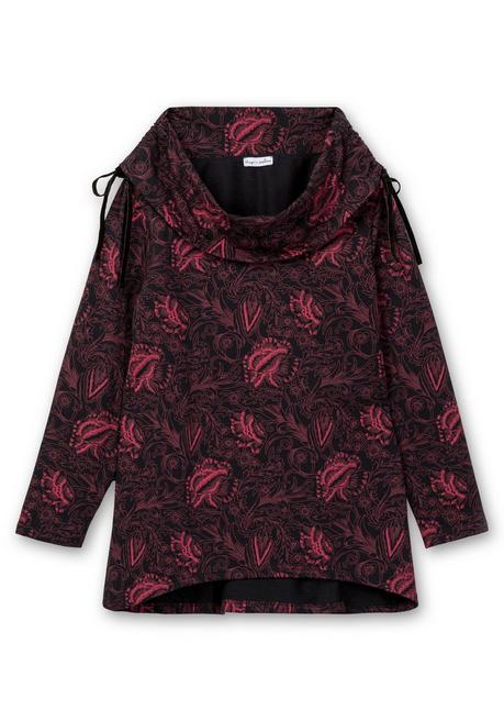 sheego by Joe Browns Sweatshirt in Longform mit weitem Kragen - beere gemustert sheego Lagerräumung
