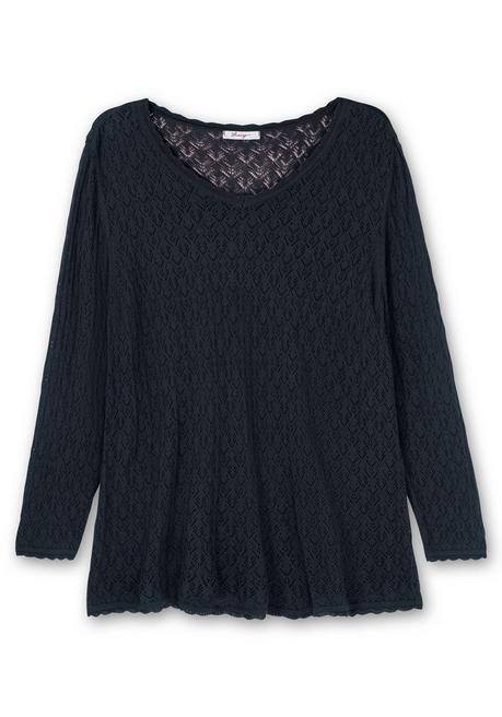 sheego Pullover aus Ajourstrick, in leichter A-Linie - nachtblau sheego Top Angebot
