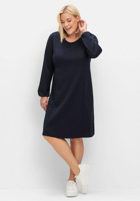 sheego Shirtkleid in schwerer Qualität, mit Raffung hinten - tiefblau sheego Online Outlet
