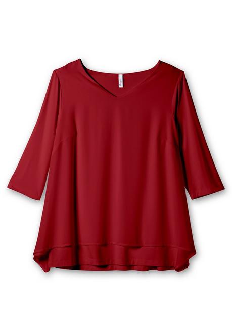 sheego Blusenshirt mit Chiffon, doppellagig - rubinrot sheego Zeitlich begrenztes Angebot