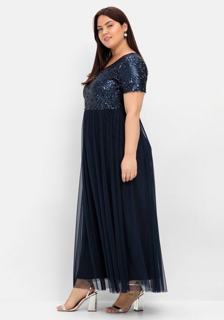 sheego Abendkleid in A-Linie, mit Pailletten - marine sheego Blitzangebot