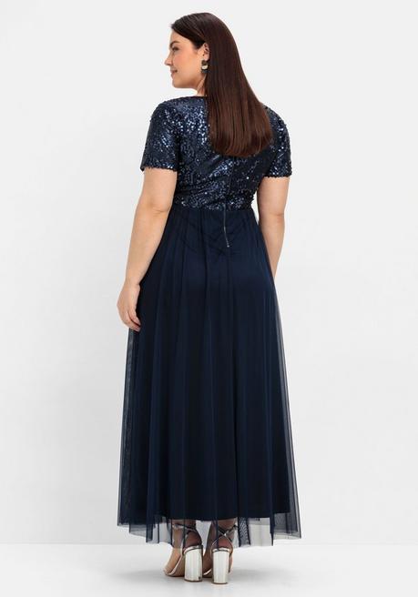 sheego Abendkleid in A-Linie, mit Pailletten - marine sheego Blitzangebot